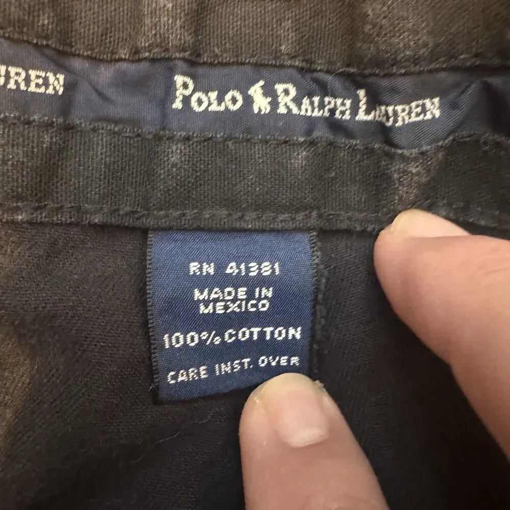 Polo Ralph Lauren Hammond Chino Men’s Black Pleated Cuffed Cotton Pants 34x30